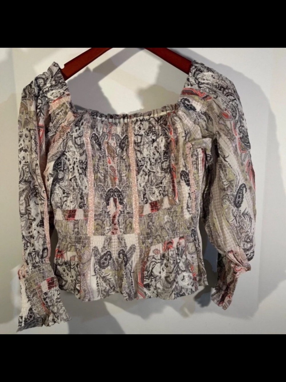 All Saints Lara Makutu Off-The-Shoulder Top Multicolor/Soft Pink Size 12 - NWT